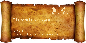 Mirkovics Ivonn névjegykártya